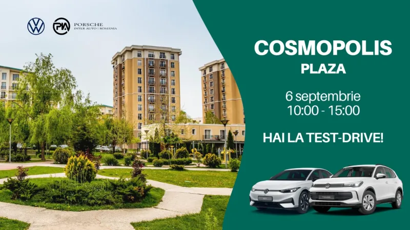 Volkswagen ajunge în Cosmopolis: test drive, mobilitate electrică și oferte speciale pentru rezidenți